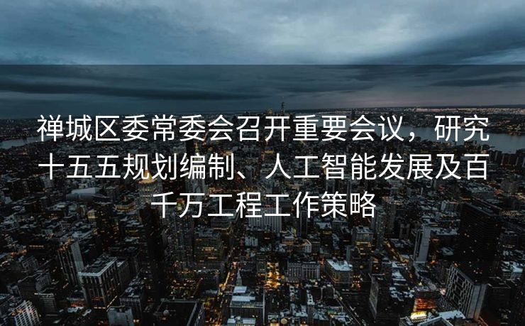 禅城区委常委会召开重要会议，研究十五五规划编制、人工智能发展及百千万工程工作策略