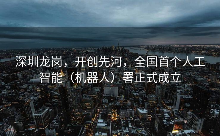 深圳龙岗，开创先河，全国首个人工智能（机器人）署正式成立