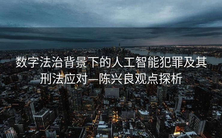 数字法治背景下的人工智能犯罪及其刑法应对—陈兴良观点探析