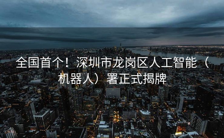 全国首个！深圳市龙岗区人工智能（机器人）署正式揭牌