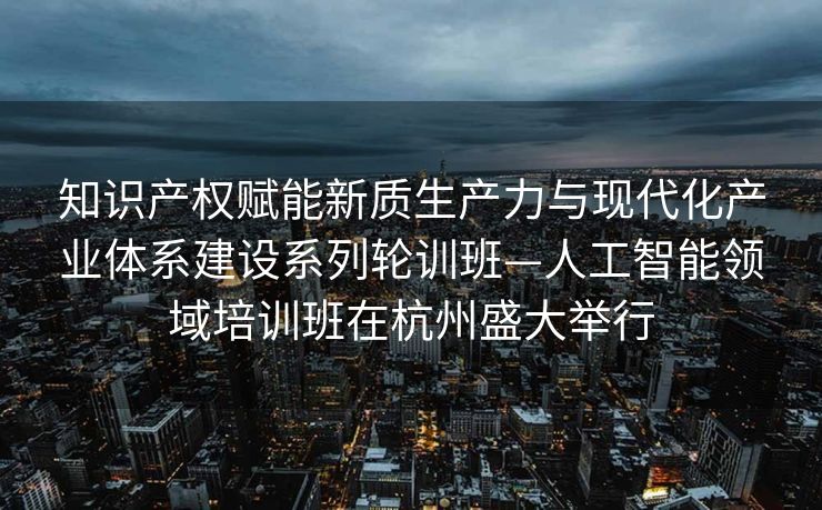 知识产权赋能新质生产力与现代化产业体系建设系列轮训班—人工智能领域培训班在杭州盛大举行
