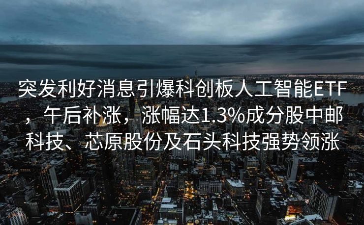 突发利好消息引爆科创板人工智能ETF，午后补涨，涨幅达1.3%成分股中邮科技、芯原股份及石头科技强势领涨