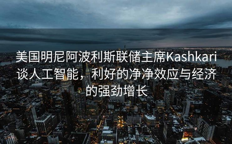 美国明尼阿波利斯联储主席Kashkari谈人工智能，利好的净净效应与经济的强劲增长