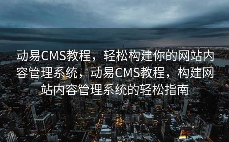 动易CMS教程，轻松构建你的网站内容管理系统，动易CMS教程，构建网站内容管理系统的轻松指南