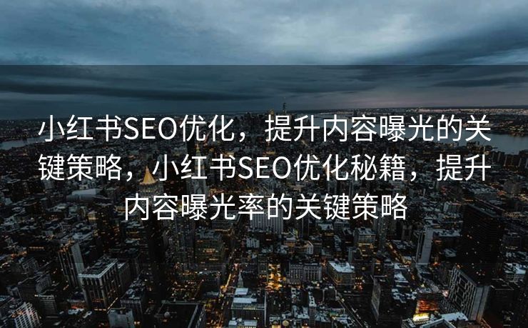 小红书SEO优化，提升内容曝光的关键策略，小红书SEO优化秘籍，提升内容曝光率的关键策略