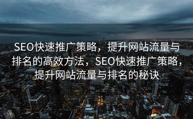 SEO快速推广策略，提升网站流量与排名的高效方法，SEO快速推广策略，提升网站流量与排名的秘诀