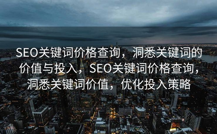 SEO关键词价格查询，洞悉关键词的价值与投入，SEO关键词价格查询，洞悉关键词价值，优化投入策略