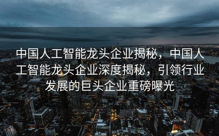 中国人工智能龙头企业揭秘，中国人工智能龙头企业深度揭秘，引领行业发展的巨头企业重磅曝光