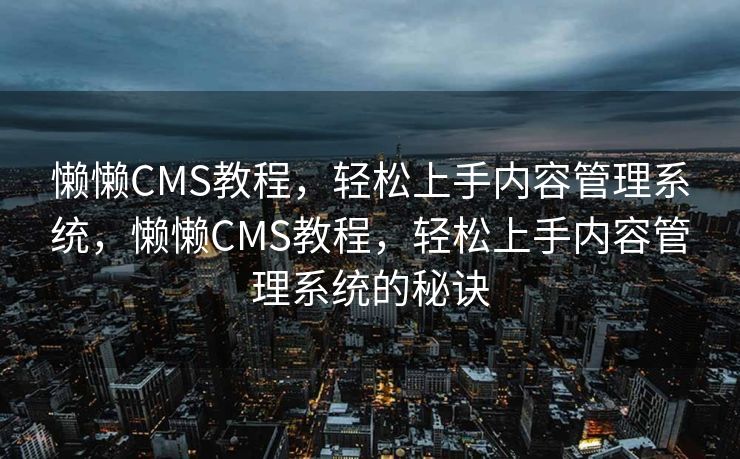 懒懒CMS教程，轻松上手内容管理系统，懒懒CMS教程，轻松上手内容管理系统的秘诀