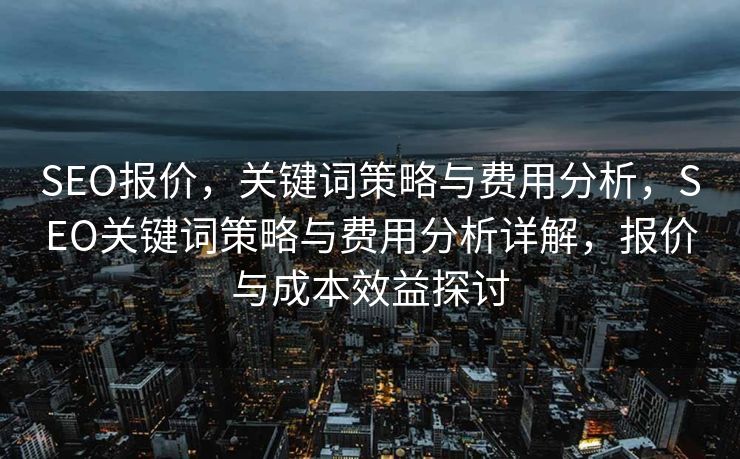 SEO报价，关键词策略与费用分析，SEO关键词策略与费用分析详解，报价与成本效益探讨