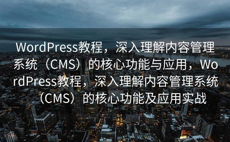 WordPress教程，深入理解内容管理系统（CMS）的核心功能与应用，WordPress教程，深入理解内容管理系统（CMS）的核心功能及应用实战