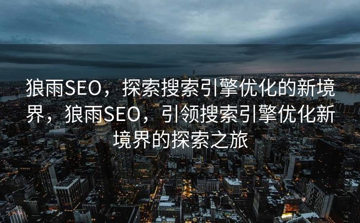 狼雨SEO，探索搜索引擎优化的新境界，狼雨SEO，引领搜索引擎优化新境界的探索之旅