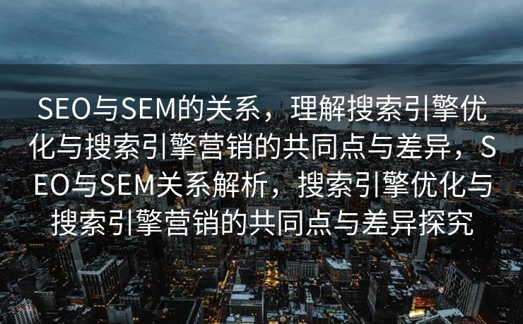 SEO与SEM的关系，理解搜索引擎优化与搜索引擎营销的共同点与差异，SEO与SEM关系解析，搜索引擎优化与搜索引擎营销的共同点与差异探究