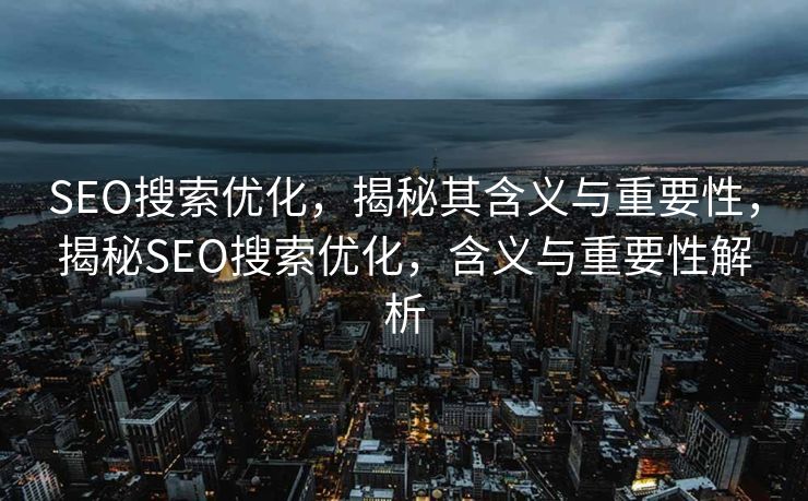 SEO搜索优化，揭秘其含义与重要性，揭秘SEO搜索优化，含义与重要性解析