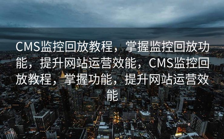CMS监控回放教程，掌握监控回放功能，提升网站运营效能，CMS监控回放教程，掌握功能，提升网站运营效能