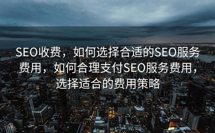 SEO收费，如何选择合适的SEO服务费用，如何合理支付SEO服务费用，选择适合的费用策略