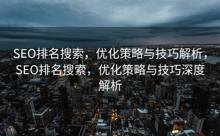 SEO排名搜索，优化策略与技巧解析，SEO排名搜索，优化策略与技巧深度解析