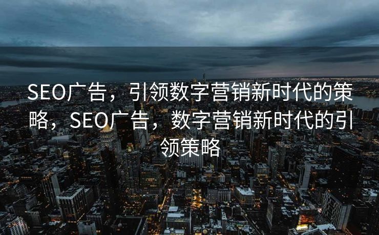 SEO广告，引领数字营销新时代的策略，SEO广告，数字营销新时代的引领策略