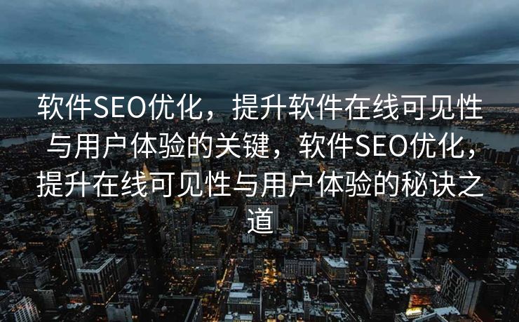 软件SEO优化，提升软件在线可见性与用户体验的关键，软件SEO优化，提升在线可见性与用户体验的秘诀之道