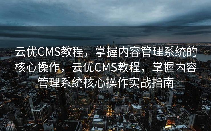 云优CMS教程，掌握内容管理系统的核心操作，云优CMS教程，掌握内容管理系统核心操作实战指南