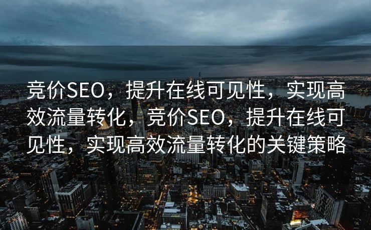 竞价SEO，提升在线可见性，实现高效流量转化，竞价SEO，提升在线可见性，实现高效流量转化的关键策略