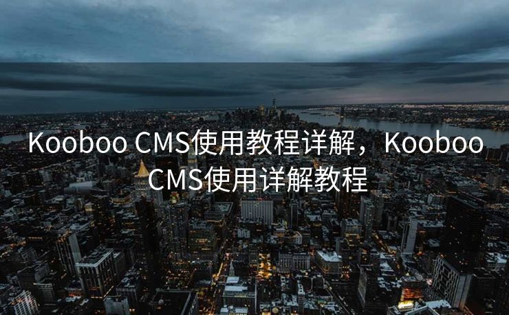 Kooboo CMS使用教程详解，Kooboo CMS使用详解教程