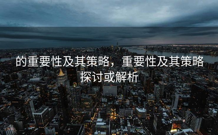 的重要性及其策略，重要性及其策略探讨或解析