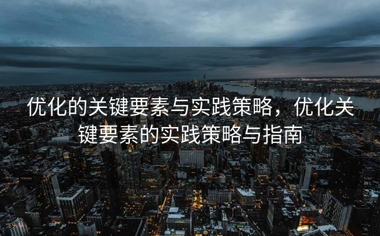 优化的关键要素与实践策略，优化关键要素的实践策略与指南
