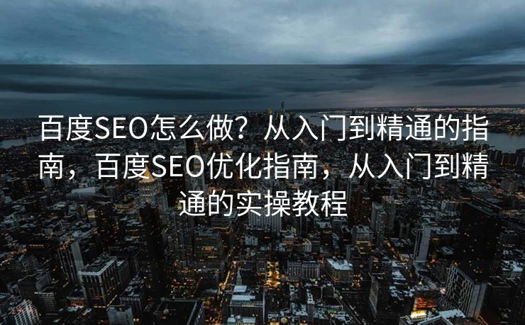 百度SEO怎么做？从入门到精通的指南，百度SEO优化指南，从入门到精通的实操教程