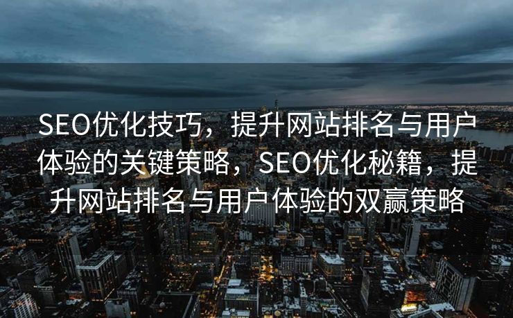 SEO优化技巧，提升网站排名与用户体验的关键策略，SEO优化秘籍，提升网站排名与用户体验的双赢策略