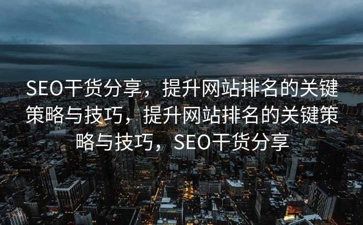 SEO干货分享，提升网站排名的关键策略与技巧，提升网站排名的关键策略与技巧，SEO干货分享