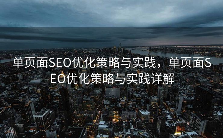 单页面SEO优化策略与实践，单页面SEO优化策略与实践详解