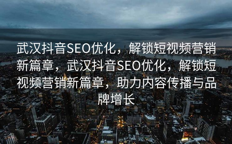 武汉抖音SEO优化，解锁短视频营销新篇章，武汉抖音SEO优化，解锁短视频营销新篇章，助力内容传播与品牌增长