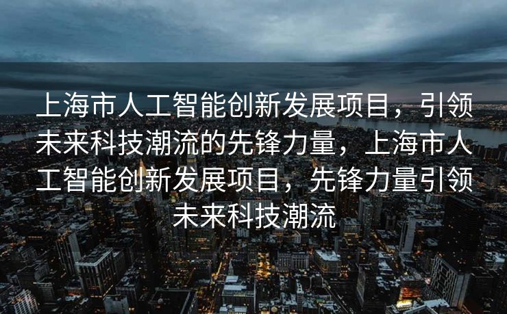 上海市人工智能创新发展项目，引领未来科技潮流的先锋力量，上海市人工智能创新发展项目，先锋力量引领未来科技潮流