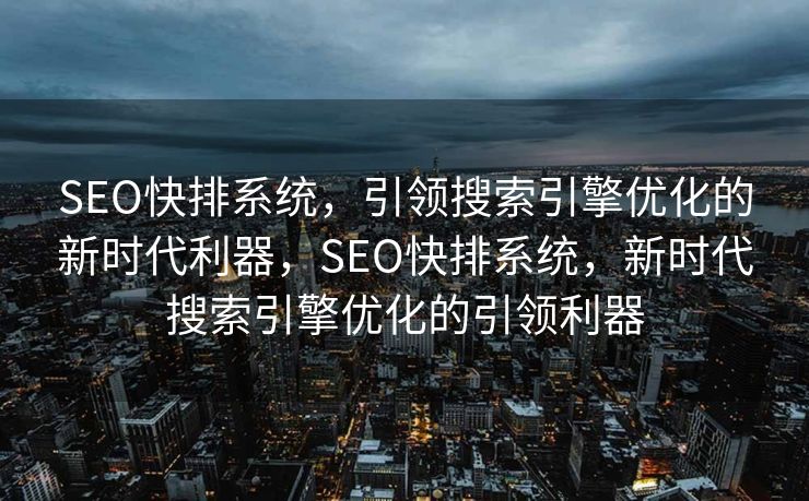 SEO快排系统，引领搜索引擎优化的新时代利器，SEO快排系统，新时代搜索引擎优化的引领利器
