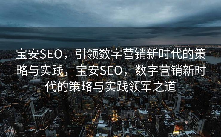 宝安SEO，引领数字营销新时代的策略与实践，宝安SEO，数字营销新时代的策略与实践领军之道
