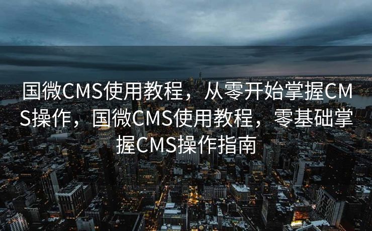国微CMS使用教程，从零开始掌握CMS操作，国微CMS使用教程，零基础掌握CMS操作指南