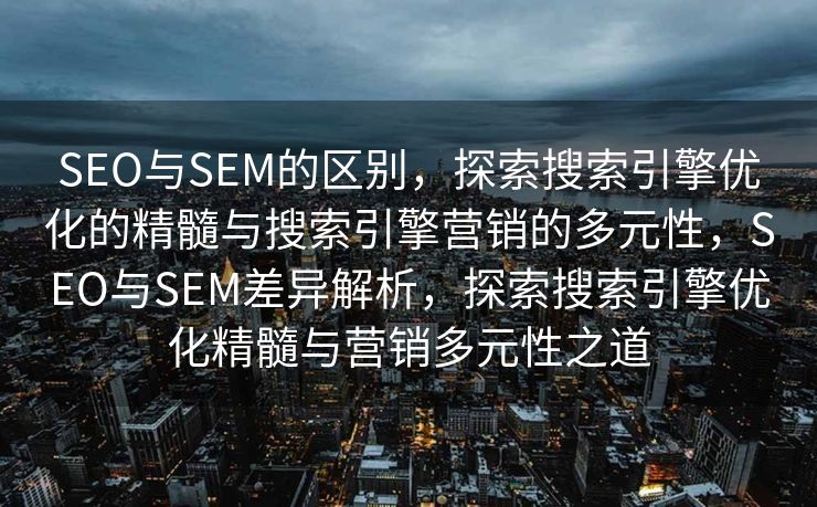 SEO与SEM的区别，探索搜索引擎优化的精髓与搜索引擎营销的多元性，SEO与SEM差异解析，探索搜索引擎优化精髓与营销多元性之道