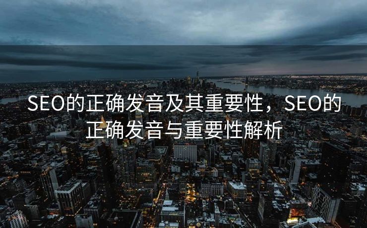 SEO的正确发音及其重要性，SEO的正确发音与重要性解析