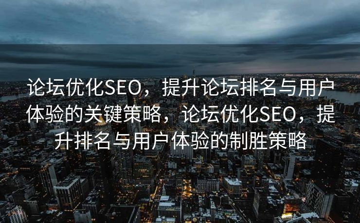 论坛优化SEO，提升论坛排名与用户体验的关键策略，论坛优化SEO，提升排名与用户体验的制胜策略