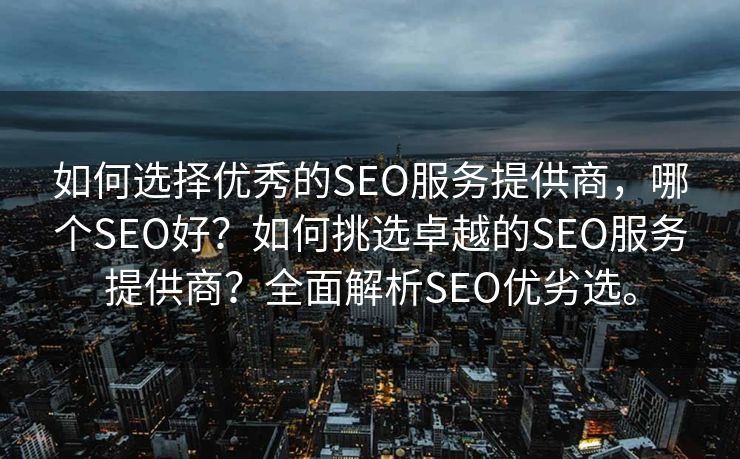 如何选择优秀的SEO服务提供商，哪个SEO好？如何挑选卓越的SEO服务提供商？全面解析SEO优劣选。