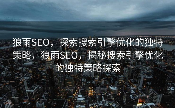 狼雨SEO，探索搜索引擎优化的独特策略，狼雨SEO，揭秘搜索引擎优化的独特策略探索