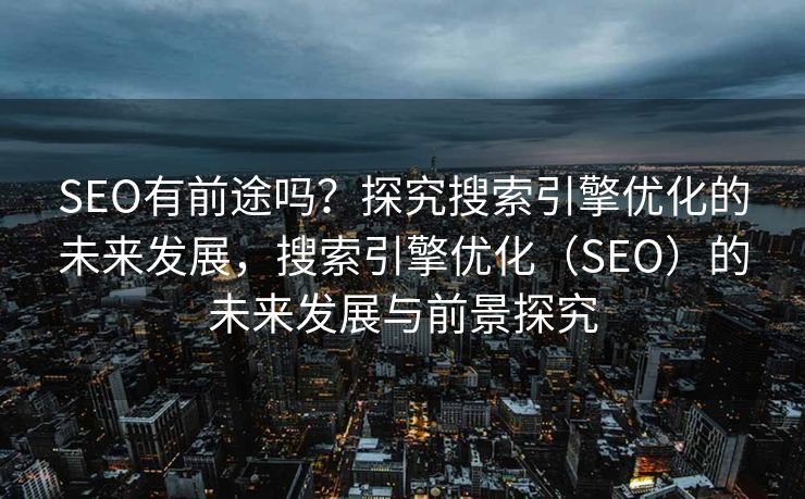 SEO有前途吗？探究搜索引擎优化的未来发展，搜索引擎优化（SEO）的未来发展与前景探究