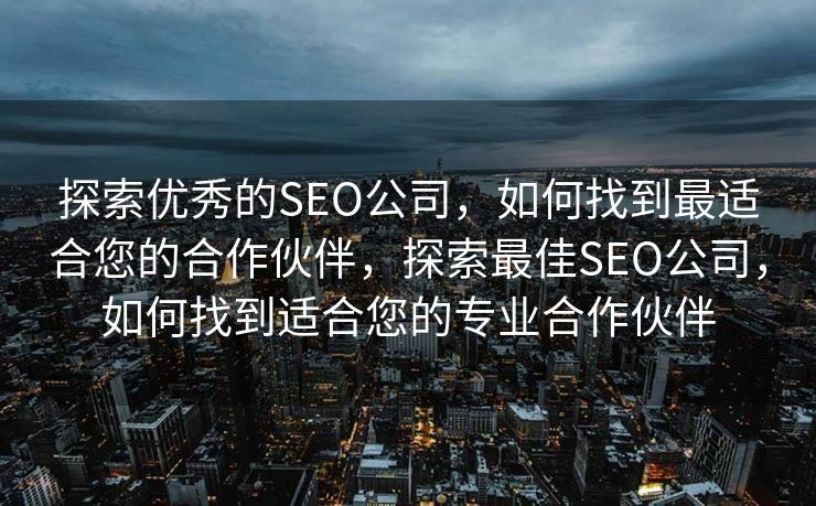 探索优秀的SEO公司，如何找到最适合您的合作伙伴，探索最佳SEO公司，如何找到适合您的专业合作伙伴