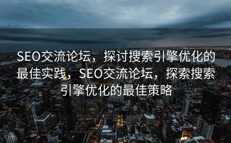 SEO交流论坛，探讨搜索引擎优化的最佳实践，SEO交流论坛，探索搜索引擎优化的最佳策略