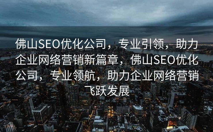 佛山SEO优化公司，专业引领，助力企业网络营销新篇章，佛山SEO优化公司，专业领航，助力企业网络营销飞跃发展