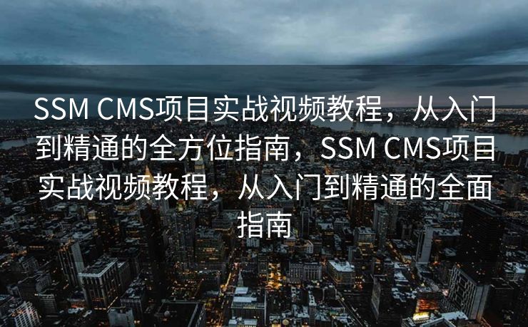SSM CMS项目实战视频教程，从入门到精通的全方位指南，SSM CMS项目实战视频教程，从入门到精通的全面指南