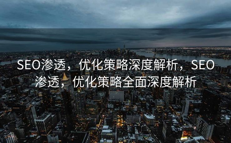 SEO渗透，优化策略深度解析，SEO渗透，优化策略全面深度解析